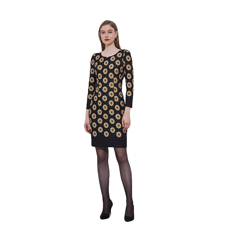 OEM Italy Supplier Elegant Casual Autumn Dress For Ladies Women Knit Dress