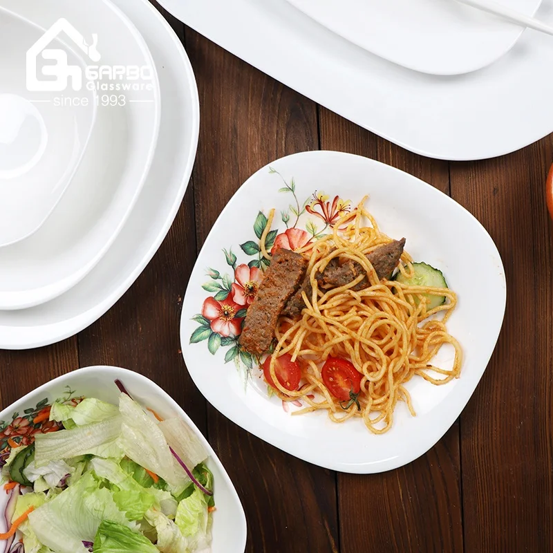Wholesale Good Quality 9inch Resistant Opal glassware Microwave Safe Food Grade Glass Dish Dinner Deep Soup Plate