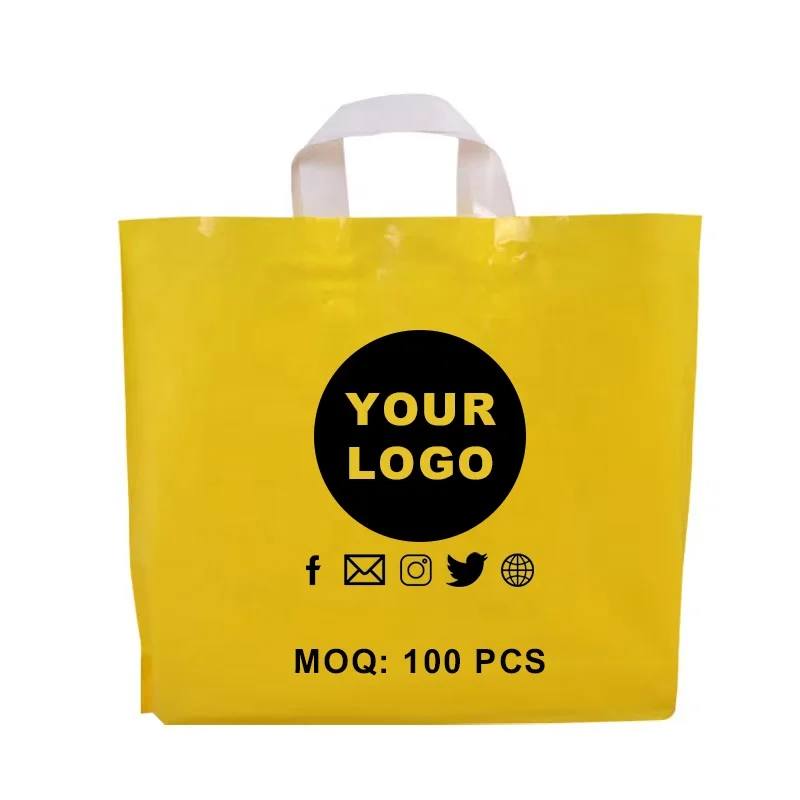 Hot Sale Plastic Bags Logo Printed Die Cut Handle Customized Garment Shopping Bag