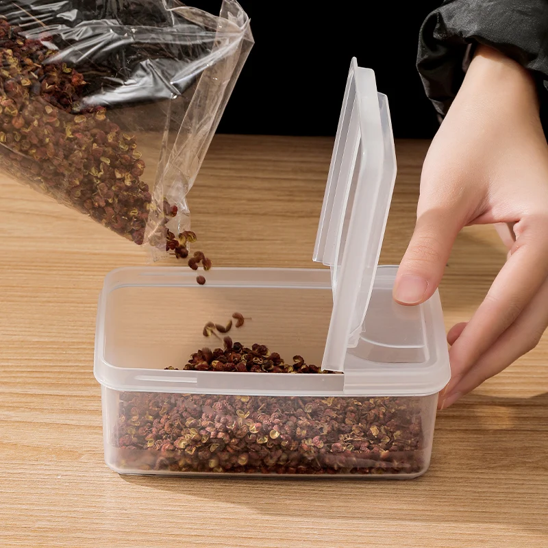 Kitchen Chili Cumin Seasoning Organizer with Lid Refrigerator Sealed Crisper Serving Tray Spice Divided Storage Box Plastic