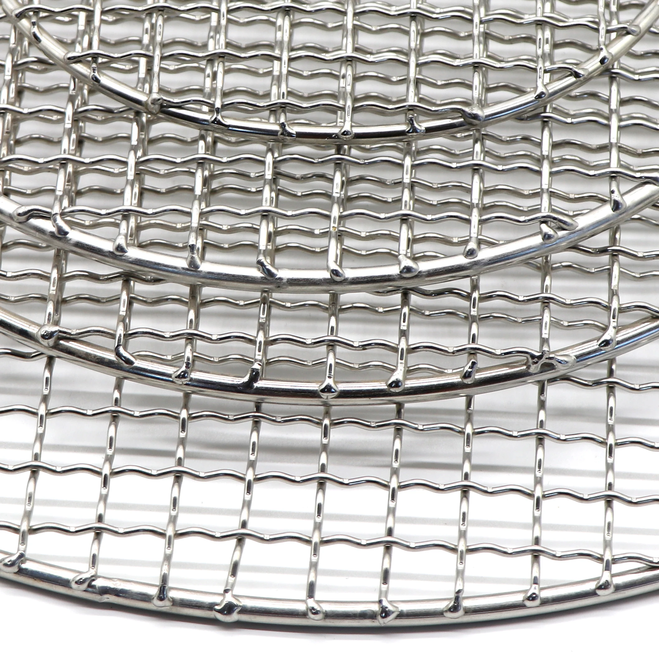 Stainless steel welded barbecue grill with handle, barbecue mesh, Korean style barbecue circular stainless steel 304