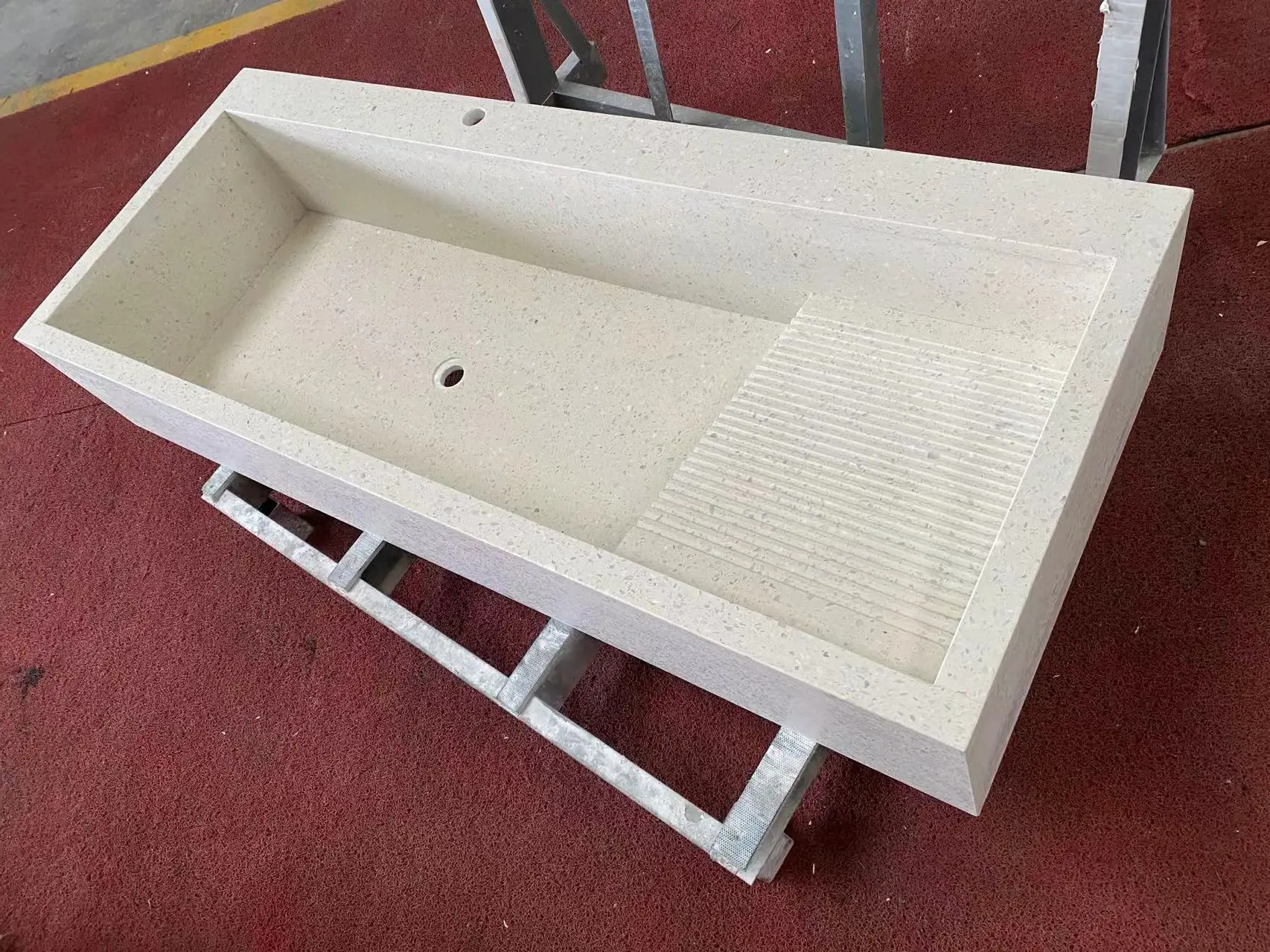 Wholesale Customized White Rectangle terrazzo stone Laundry sink High Quality Bathroom Single Sink Wash Basin Vanity Top