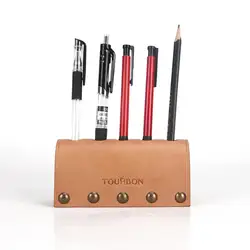 Home Office Leather wooden Multi-Function Desk Pen Pencil Stationery Organizer Storage Holder