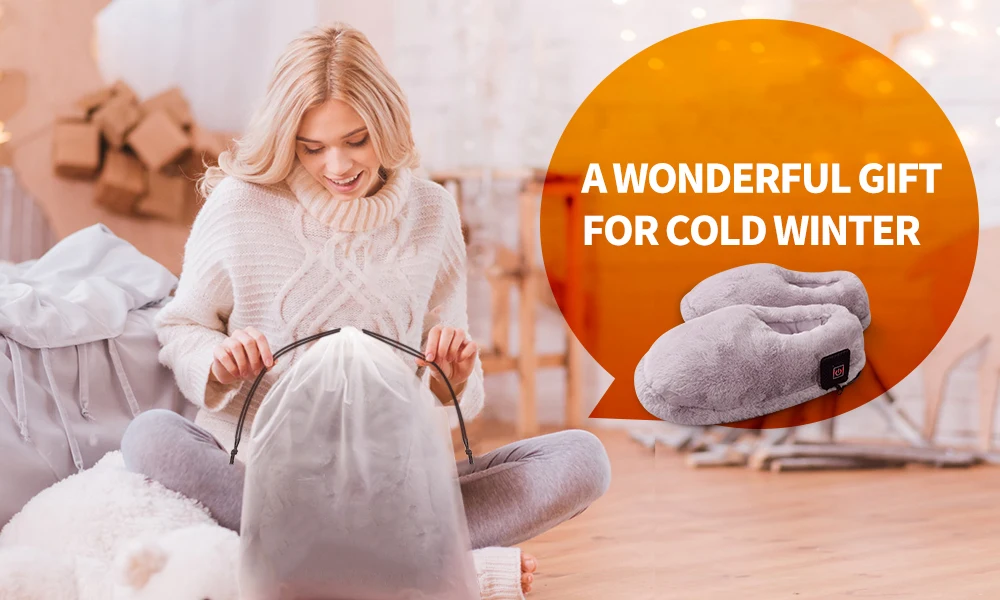 Winter Electric Heated Feet Warmers Plush Heating Shoes Indoor Housewear Slippers