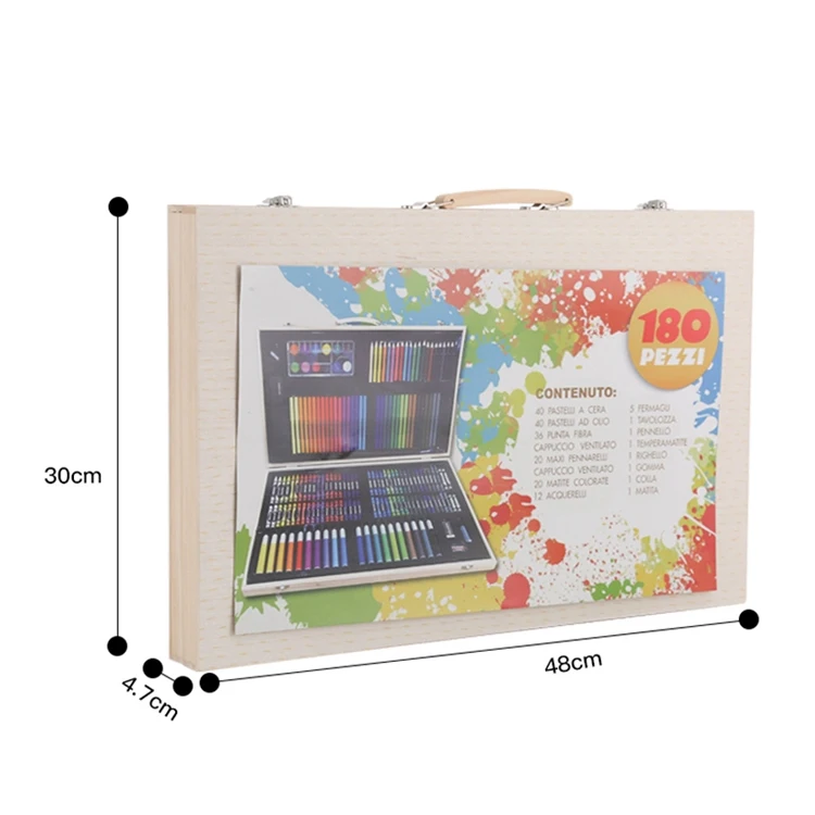 Best Selling  180 Pcs Kids Wooden Box  Watercolors crayons colored pencils  Painting Art Set Drawing Set for kids