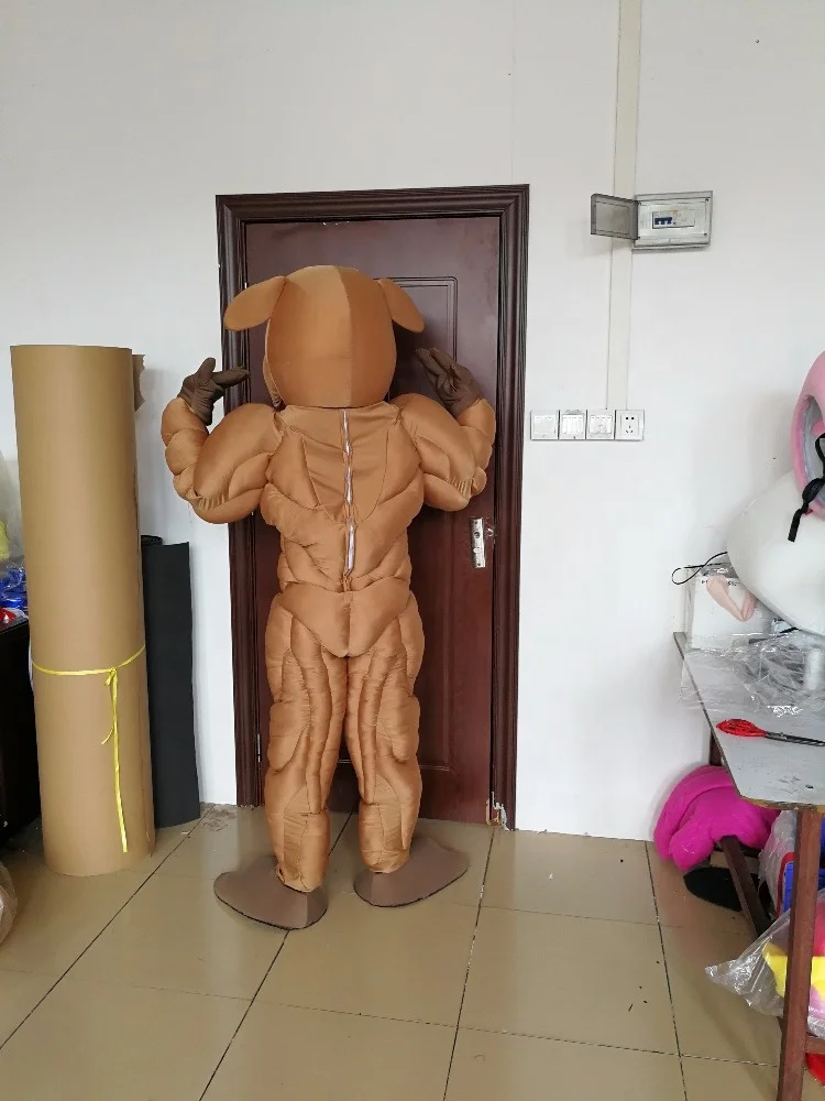 Unique adult character Beijing muscle dog mascot costume brown dog costume for sale