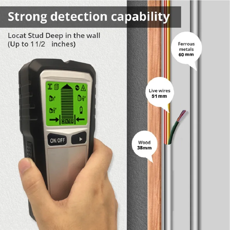 Stud Finder Wall Scanner, 5 in 1 Electric Multifunctional Stud Sensor Beam Finders Wall Detector Center Finding with LCD Display