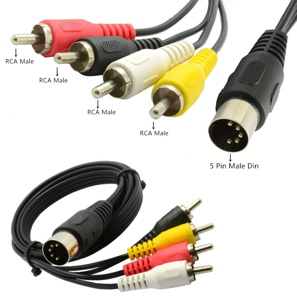 ERE 5-pin DIN male to 4RCA male audio equipment adapter cable 4RCA lotus socket audio cable