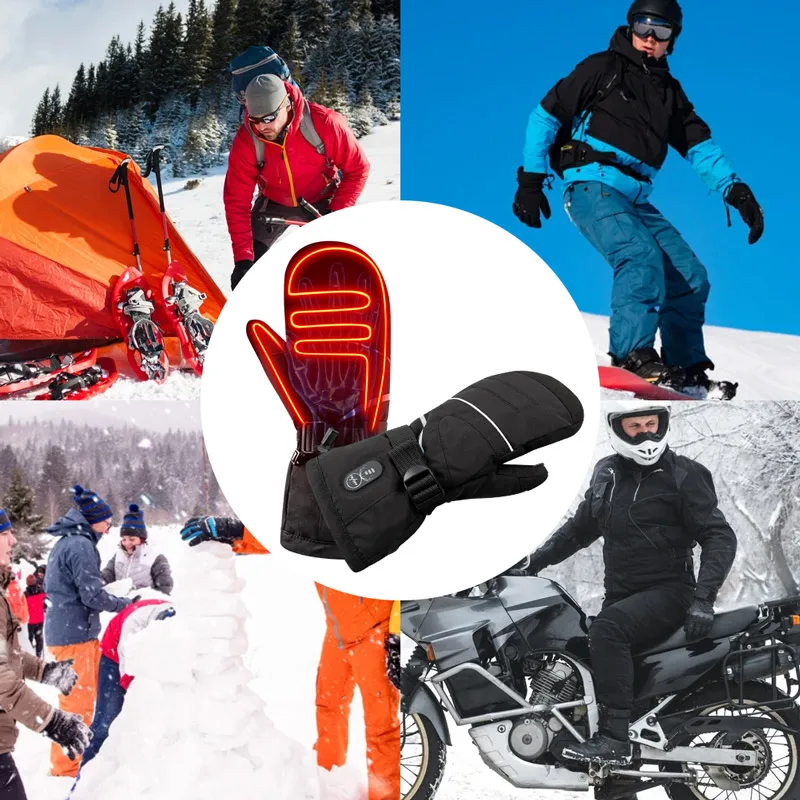 Touch Screen Electric Heated Thermal Snowboard Ski Gloves for Winter Outdoor Sports