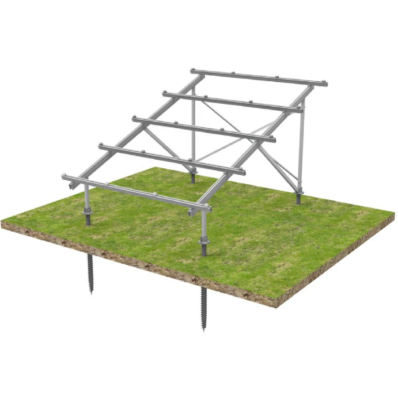 Galvanized Steel Natural Solar Ground Mount for Photovoltaic Systems CY-ZJ01 Hot Dip Galvanized Steel, Aluminum 25 Years Cy-zj05