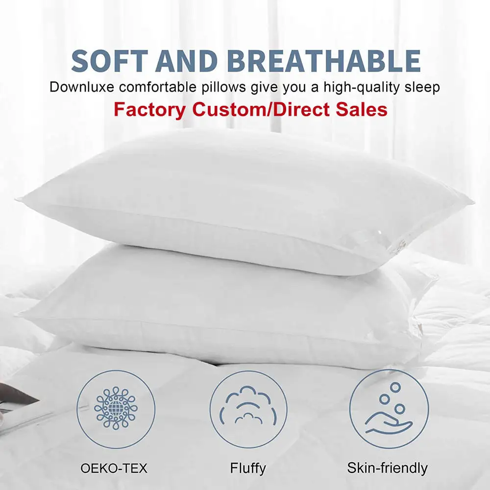 Luxury Hotel Home Comfortable Fluffy Polyester Fiber Silk Down Alternative Sofa Throw Sleep Memory Foam Bed Pillow
