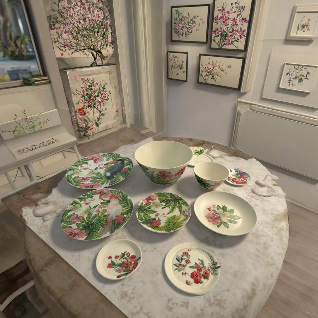 High Quality Bamboo Fiber Dinner Plates Nordic Ins Design Style Sustainable Classic Print Home Party