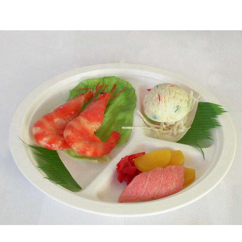 Тарелки для сахарного тростника, 10 дюймов, 3 отделения