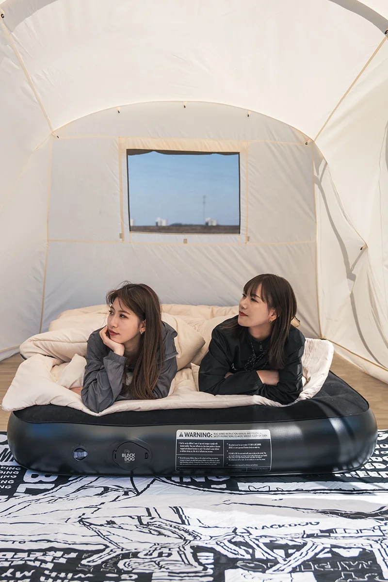 Blackdog outdoor camping double inflatable bed air mattress with built-in pump