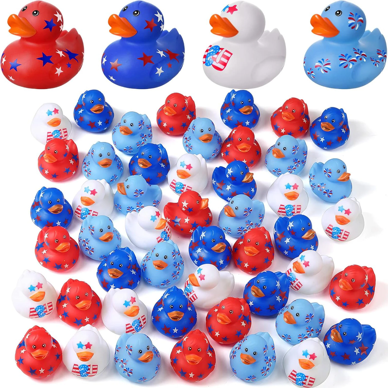 Custom Animal Weighted Floating Race Assorted  Ducky Bathtub Patriotic America Bath Rubber Duck for Independence Day