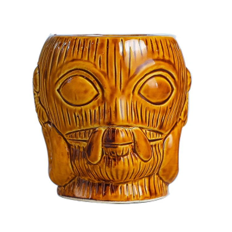 glossy animal style beer wine ceramic cocktail glass tumbler monkey shape handmade classic ceramic Tiki mug cup