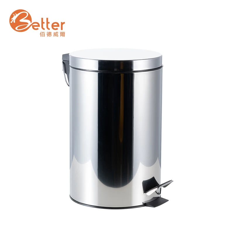 12L Pedal Indoor Trash Can Stainless Steel Dustin Bin With Open Lid