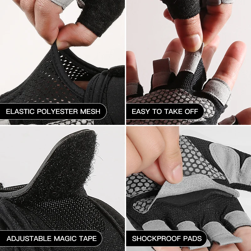 A0042 Men Women Summer Breathable Antiskid Sports Mittens Half Finger Fitness Gloves For Outdoor Cycling Skate Gym Running