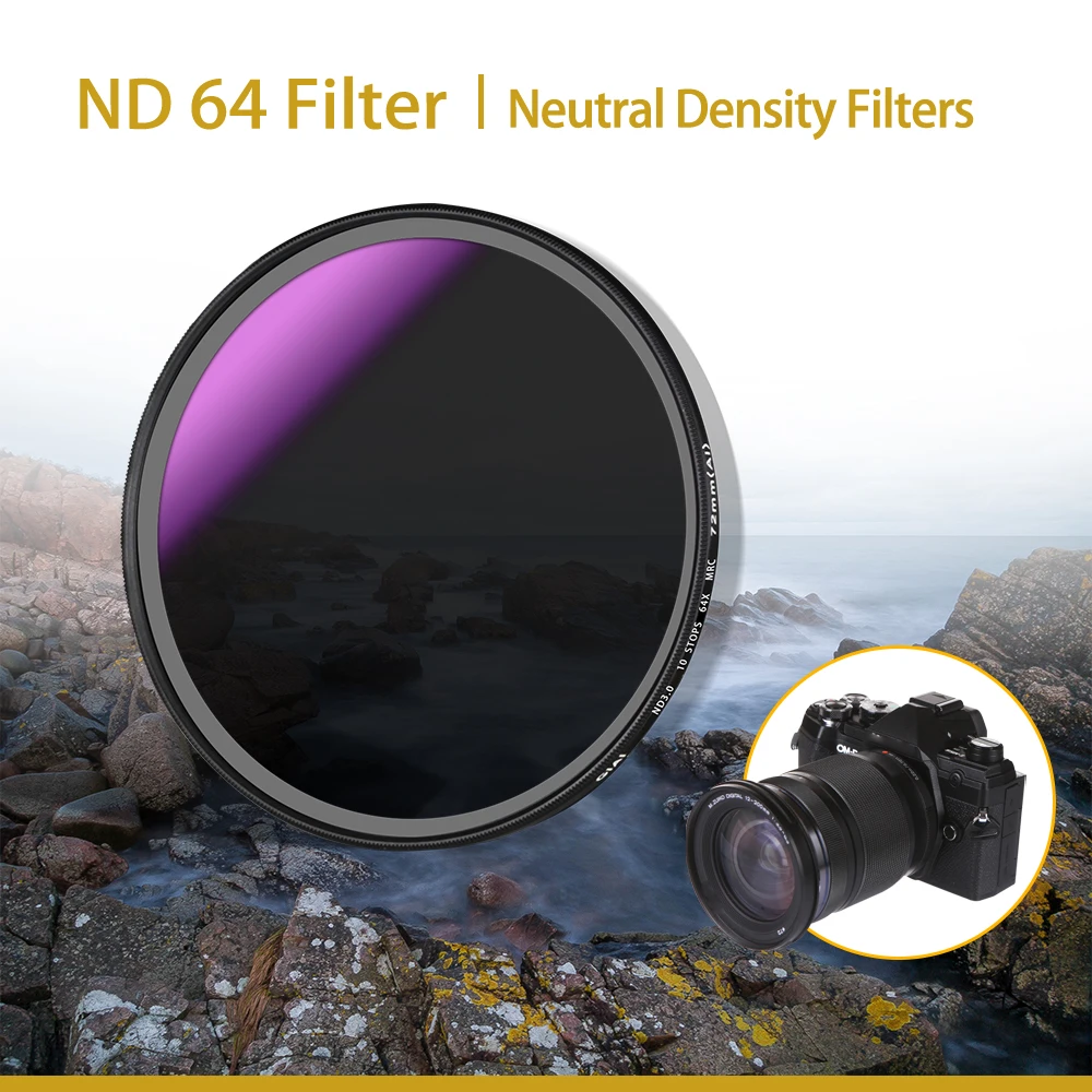 GiAi MRC ND1000 52/58/62/67/72/77/82mm Camera ND Filter Lens Ultra Thin UHD Glass Neutral Density Filter for Nikon Sony Canon