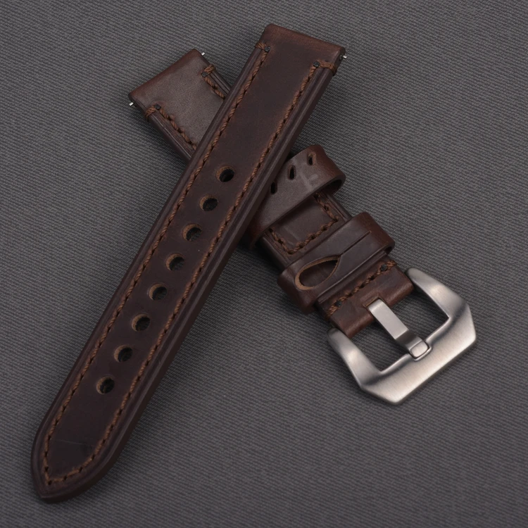LAIHE Customize Handmade Luxury 12mm14mm 16mm 18mm 19mm 20mm Retro Vintage Horween Leather Watch Bands Straps For Men