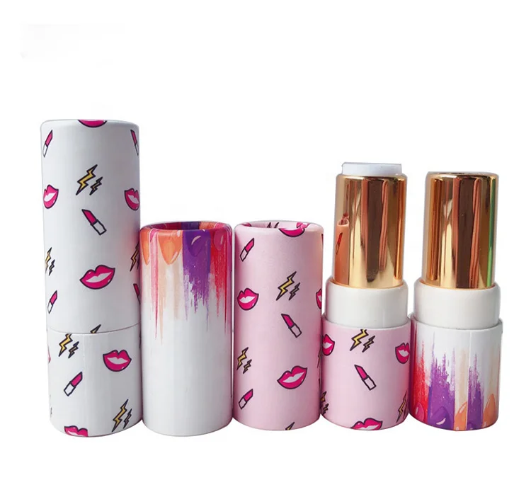 
Mini custom design cardboard packaging tube container for lipsticks paper lipstick balm paper 