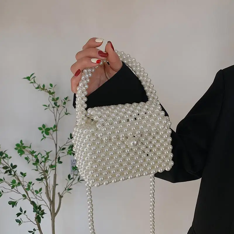Handmade Woven Beaded Pearl Bags For Women New Fashion Niche Design Single Shoulder Messenger Bag for women