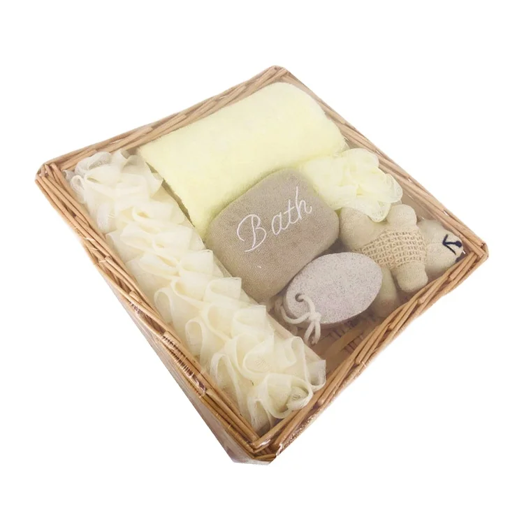 Beauty & Personal Care Bathing Product Women Spa Kit Custom Shower Bath Spa Gift Set with Towel Pumice Stone Loofah Mesh Sponge