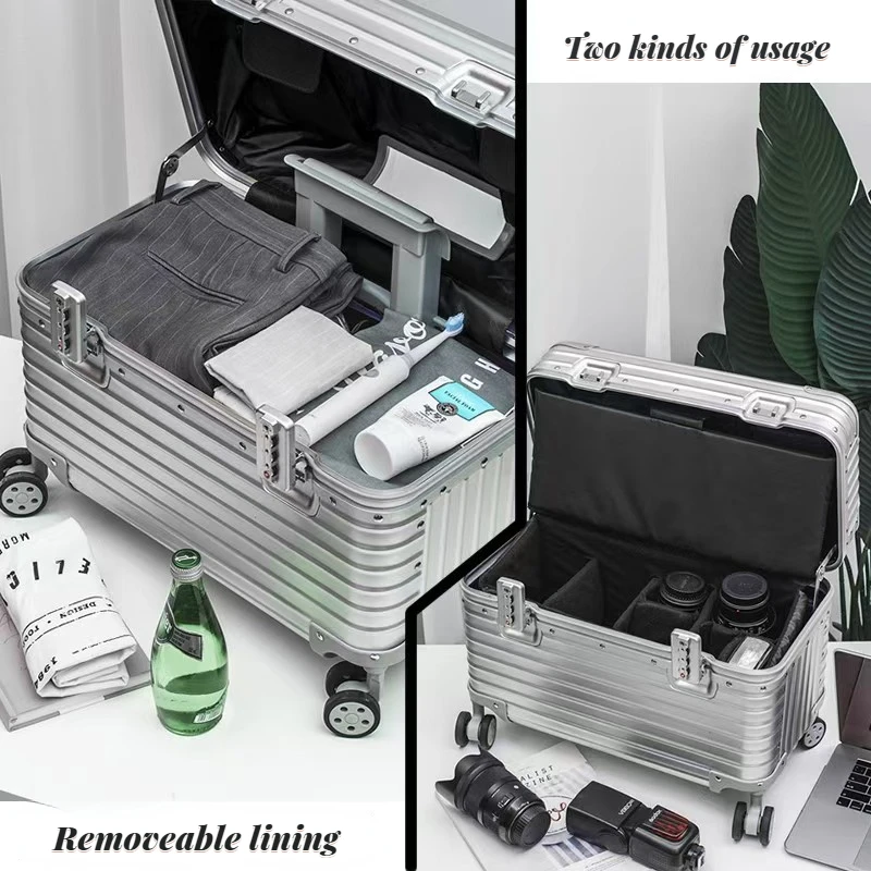 New Designer Aluminum Trolley Camera Suitcase Carry-on Laptop Trolley Case 18-inch Pilot Luggage 20inch Cabin Suitcase Luggage