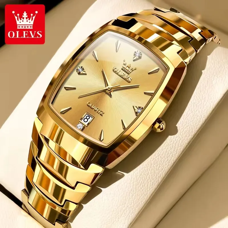 New OLEVS 7006 Original Quartz Watch Tungsten steel Diamond Gold Wristwatch Waterproof Gifts Watch Couple Watch For Men Reloj