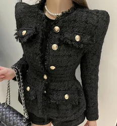 2021 new arrivals spring design women tweed fringed leisure women pants blazer suits set