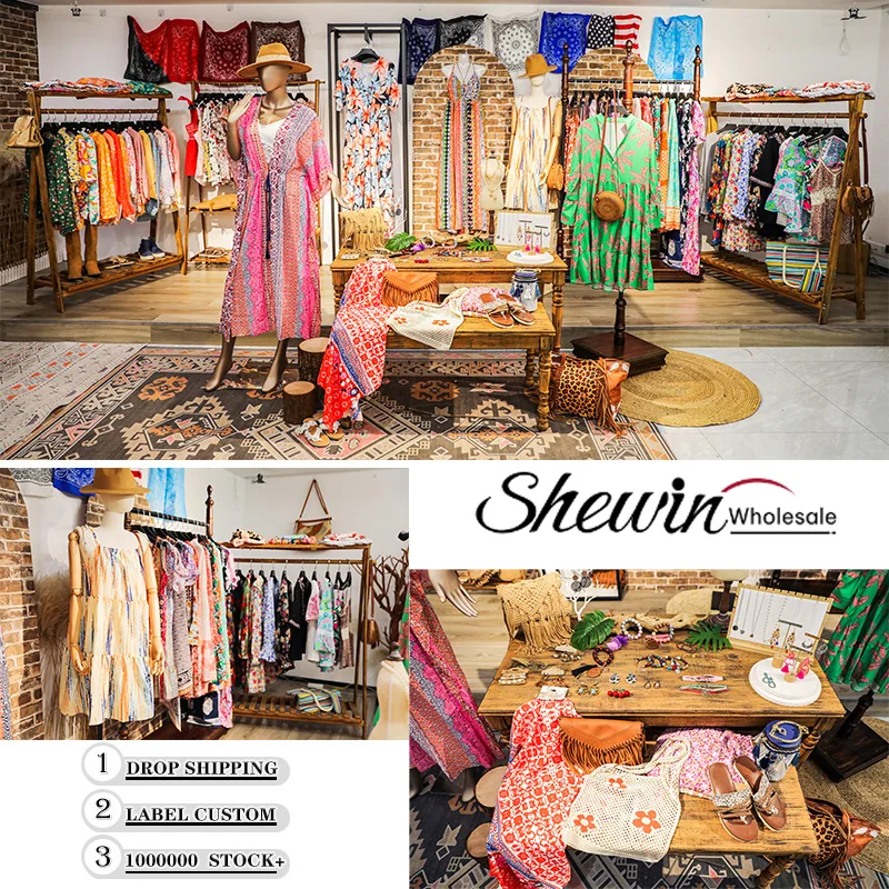 Wholesale Slit Bohemian Maxi Wrap Boho Skirt Pleated Floral Long Skirts For Women