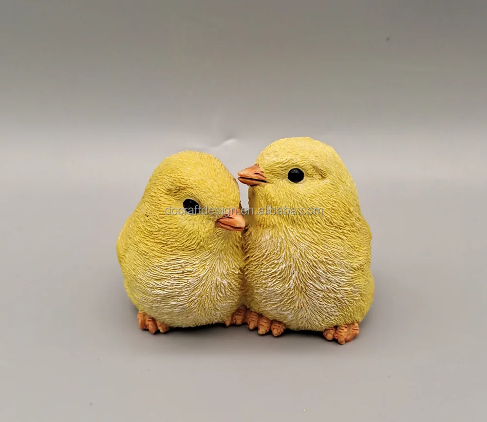 Spring Fairy Garden Miniature Set of Yellow Resin Chicken 2.36 inch