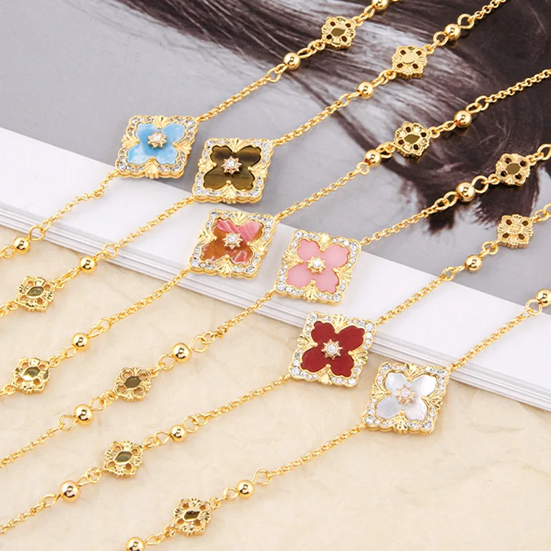 Women Costume Jewelry Long Leaf Olive Branch Marquise Cut Pendant Necklace and Earring Sets with Sparkly White Cubic Zirconia