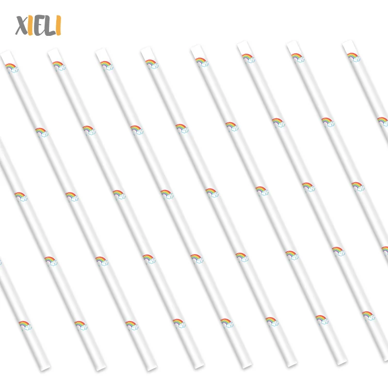 Xieli Chinese Manufacturer Custom Rainbow Party Disposable Paper Straws
