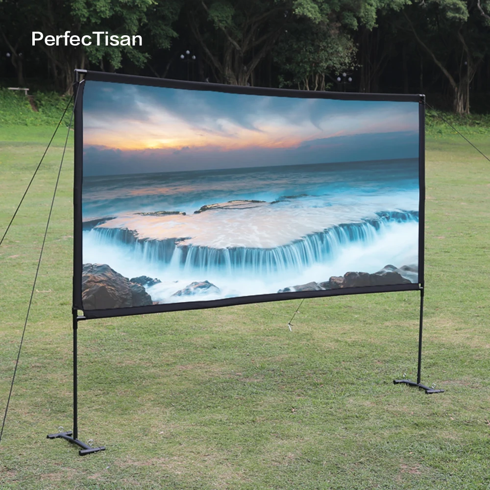 PerfecTisan outdoor projector screen portable  front and rear fast fold screens 100 120inch portable outdoor frame screens