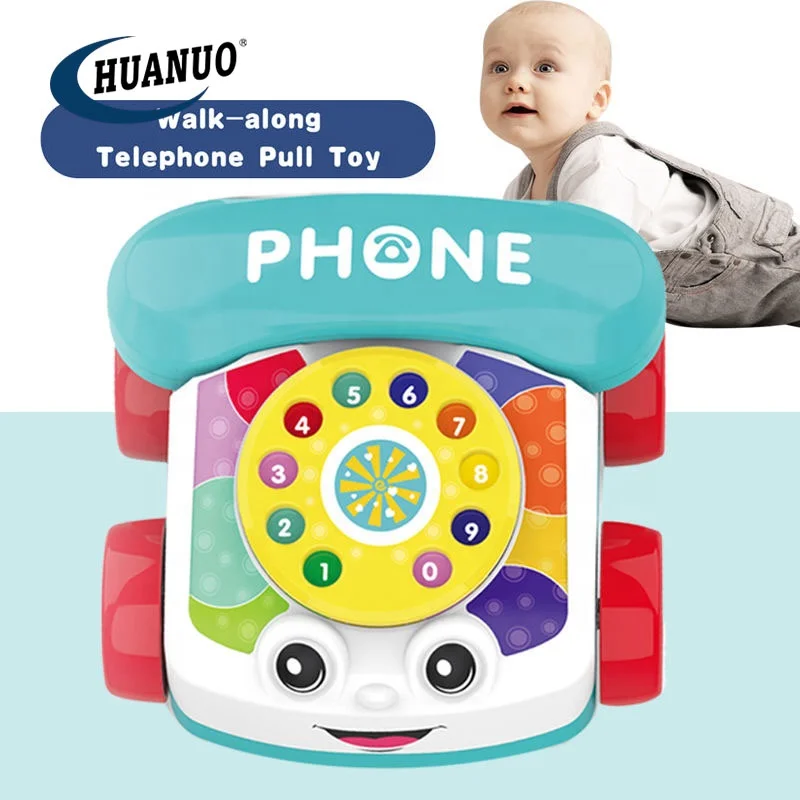 HUANUO Wholesale Early Education Walk-along Phone Toy pull along kids mobile phone popular baby toys
