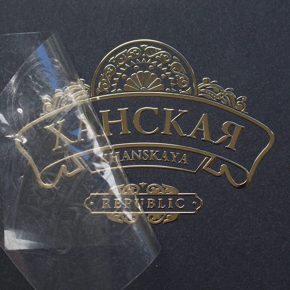 
Custom 3D glossy gold adhesive metal sticker logo 
