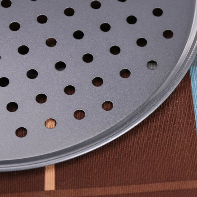 Aluminium Metal Non Stick Perforated Pizza Pan Pizza Dough Baking Tray