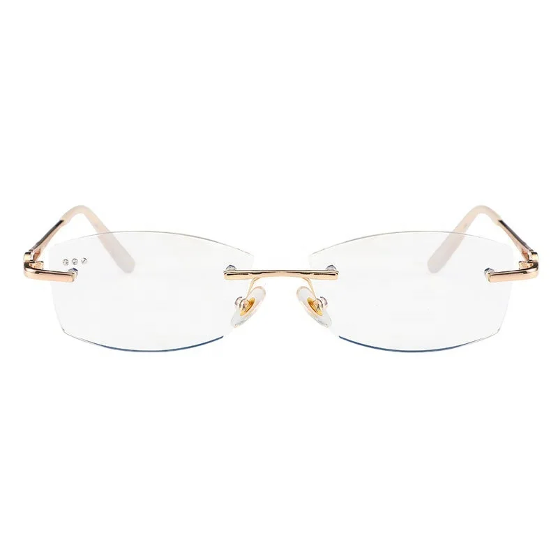 Wholesale Latest Diamond Cut Frameless Read Eye Glasses Popular Design Women Anti Blue Light Reading Glasses