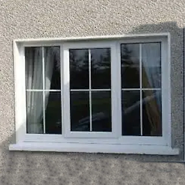 with grill mosquito mesh PVC Double pane sliding glass windows UPVC vinyl sliding window