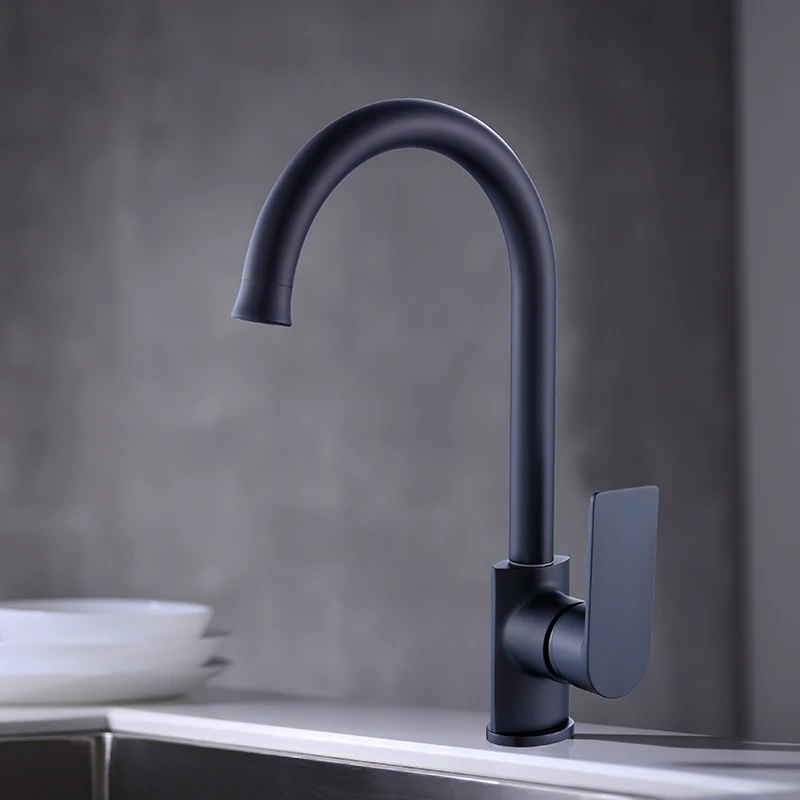 Modern Design Single Hole Deck Mounted Hot Cold Water Rotating with Single Handle Ceramic Valve Core Wholesale Kitchen Faucet