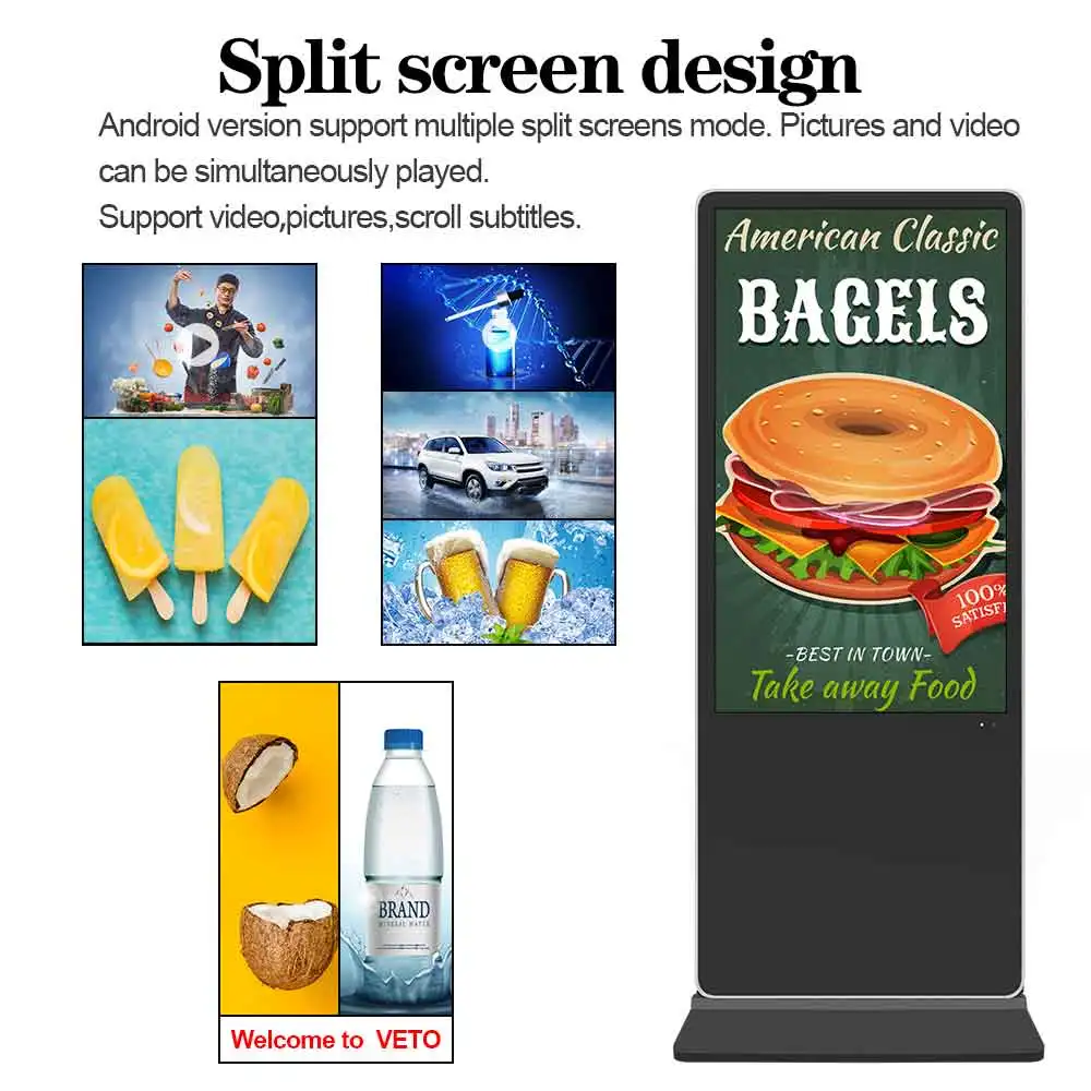 Shopping center touch screen kiosk  indoor advertising display floor standing LCD digital signage for retail store