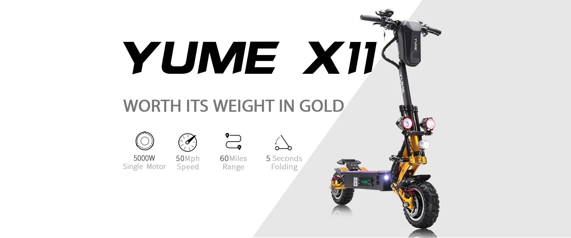 [USA EU stock] YUME X11 New Update Golden Vession e- scooter 60V5000W dual motor foldable  adult electric scooter