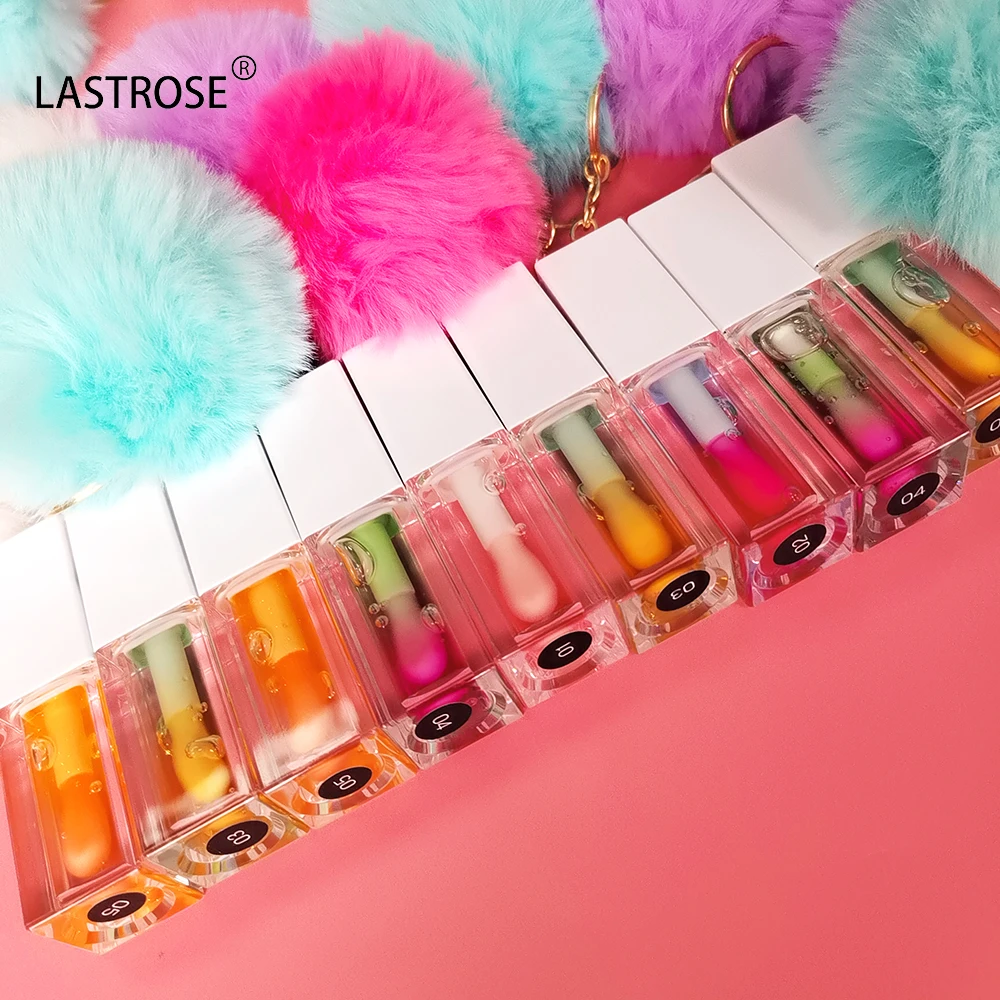 Keychain Moisturizing Lip Oil Private Label No Logo Clear Lipgloss Oil Vegan Cute KeyChain pompom Lip Gloss Protection Lip Balm