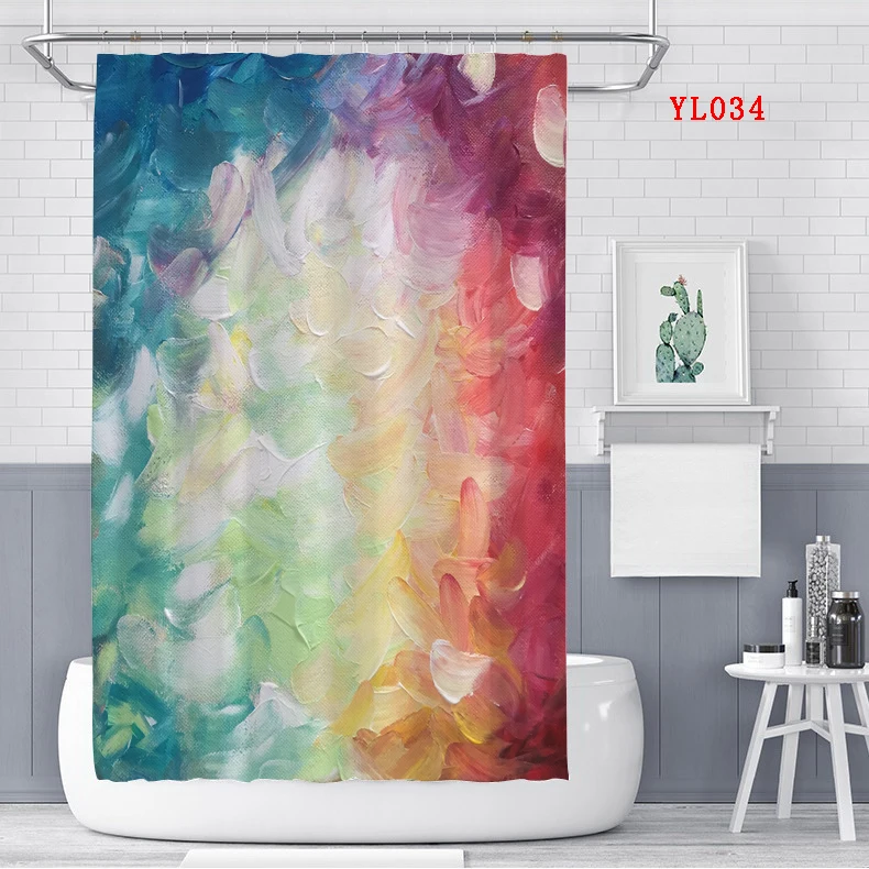Shower Curtains Liner Transparent Matte Surface Fabric PVC Hook ,shower Curtain Strap Polyester Modern The Public Multi-color
