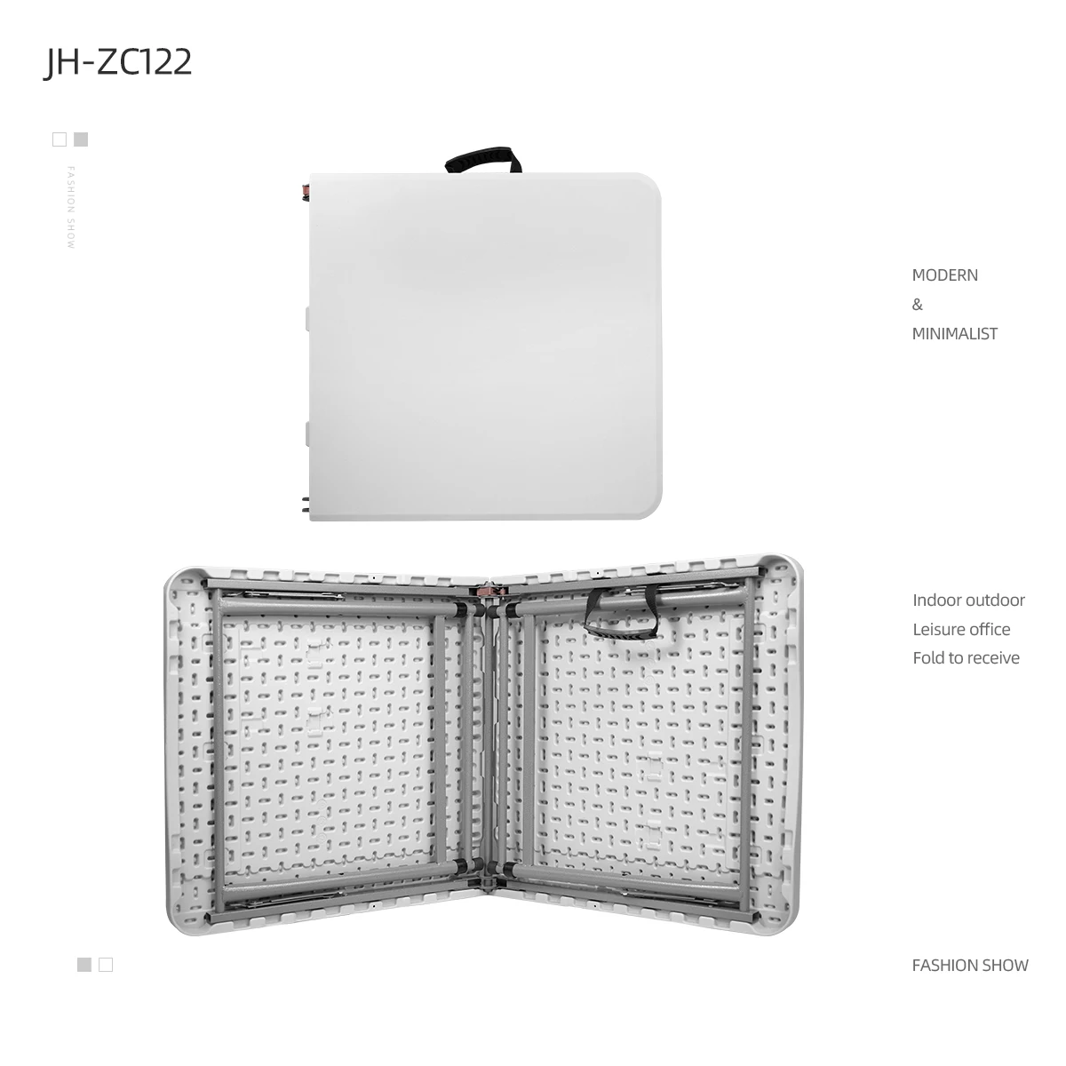 Mesas Plegables Multipurpose Plastic 4ft Rectangle Portable Black Fold-in-Half Folding Table With  Design