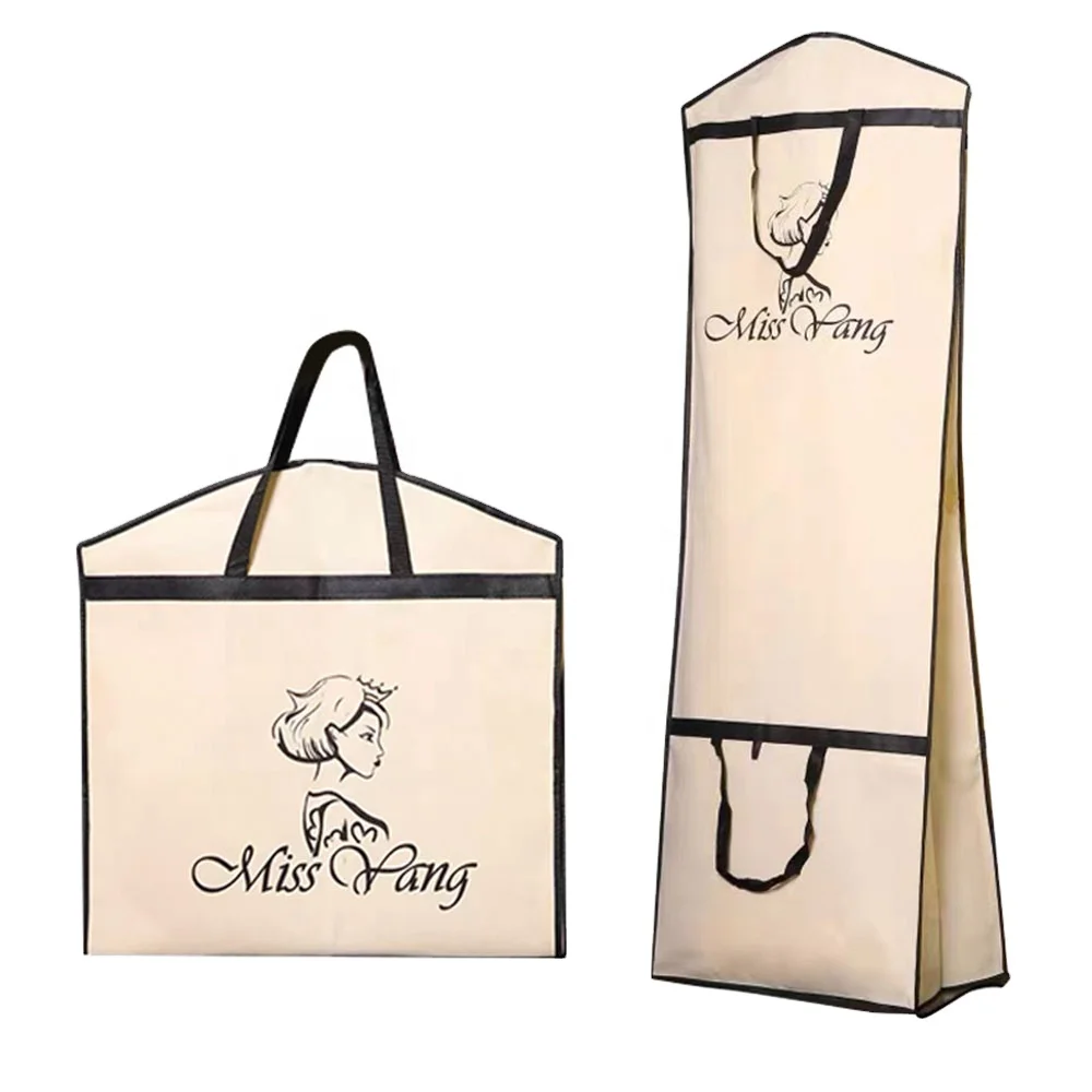 Custom Printed Dust-proof Non Woven Dress Packaging Bag High Quality Foldable Garment Bag For Gown Wedding