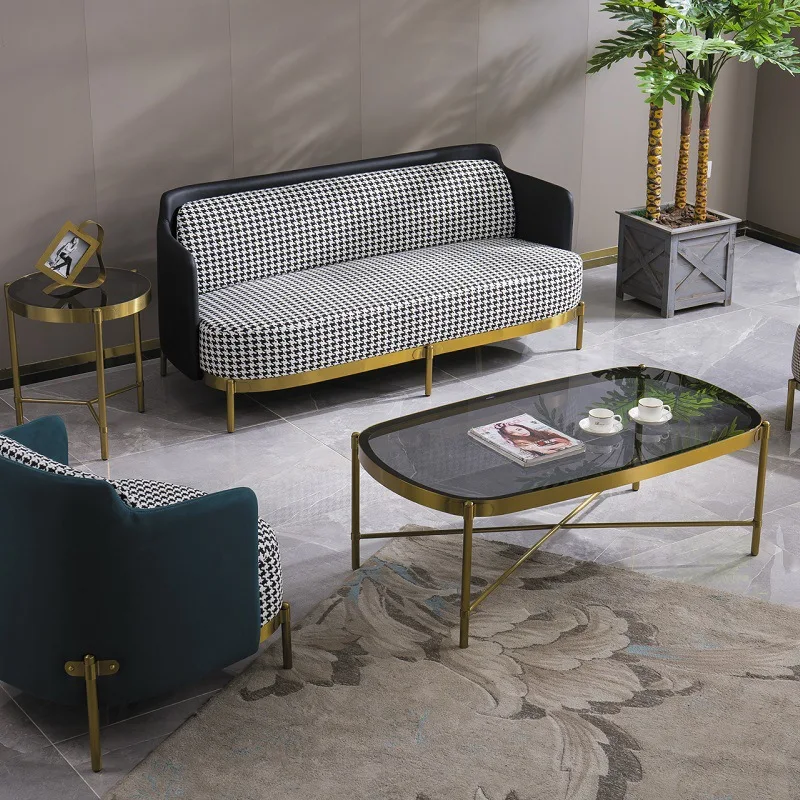 
China Manufacturer Customize Small round black glass metal leg coffee table 550mm height 