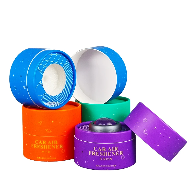 Automobile perfume round paper tube packaging box with inner support, shockproof and pressure proof, high-grade vehicle mounted