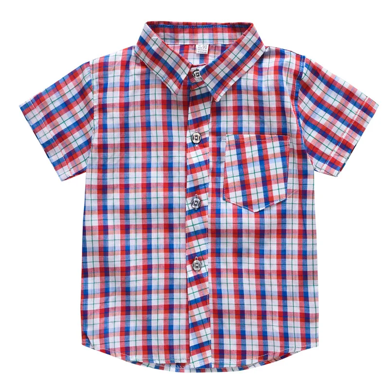 2019 hot sale new design summer New children Girls comfortable Casual upper Tops kids boys fancy plaid shirts